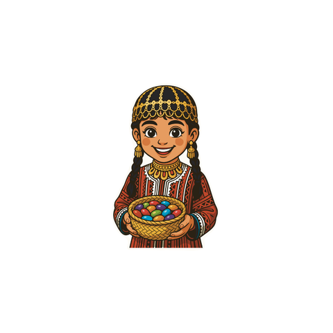 بنت مع حلويات