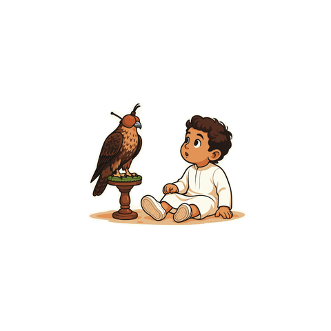طفل مع صقر